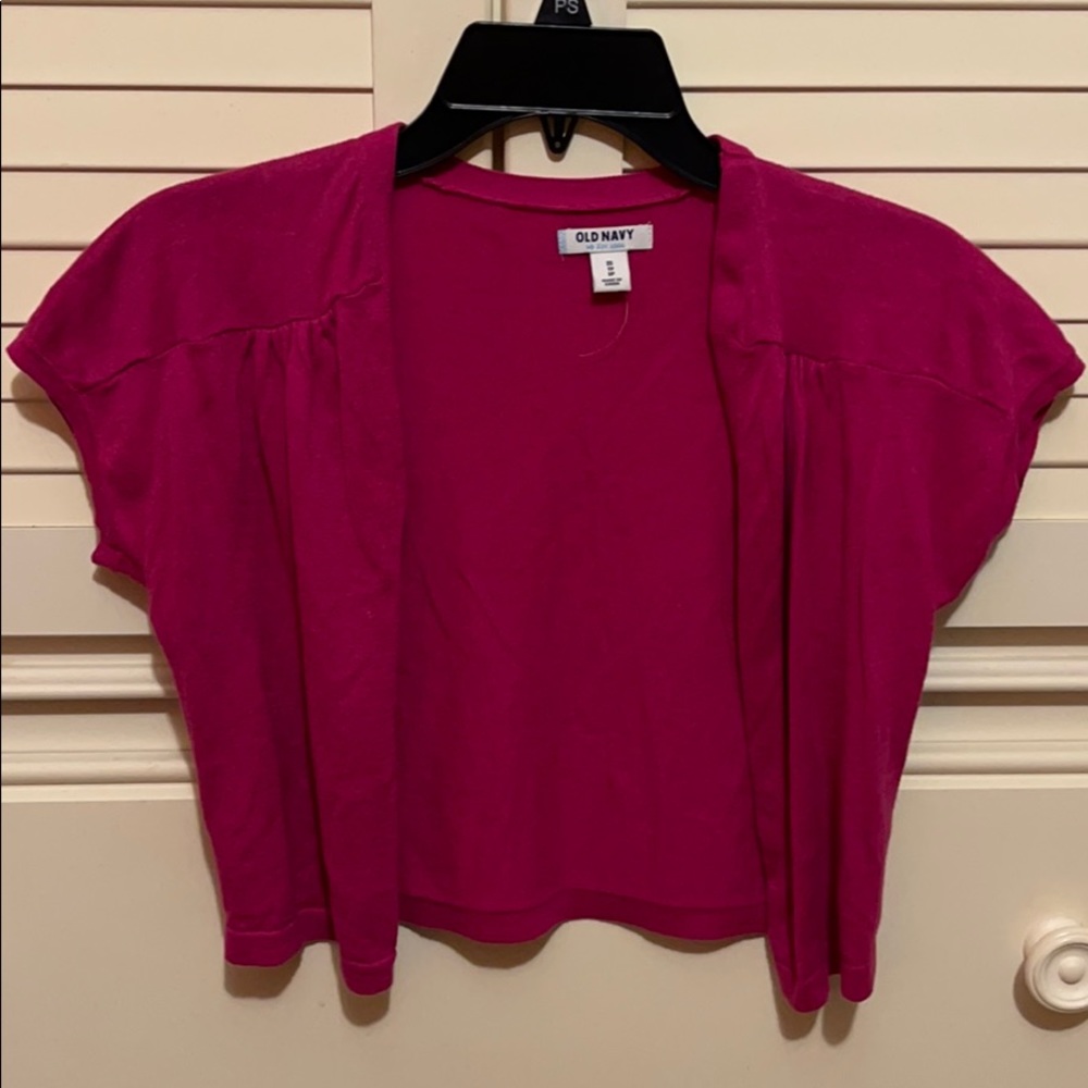 Hot pink short sleeve cardigan